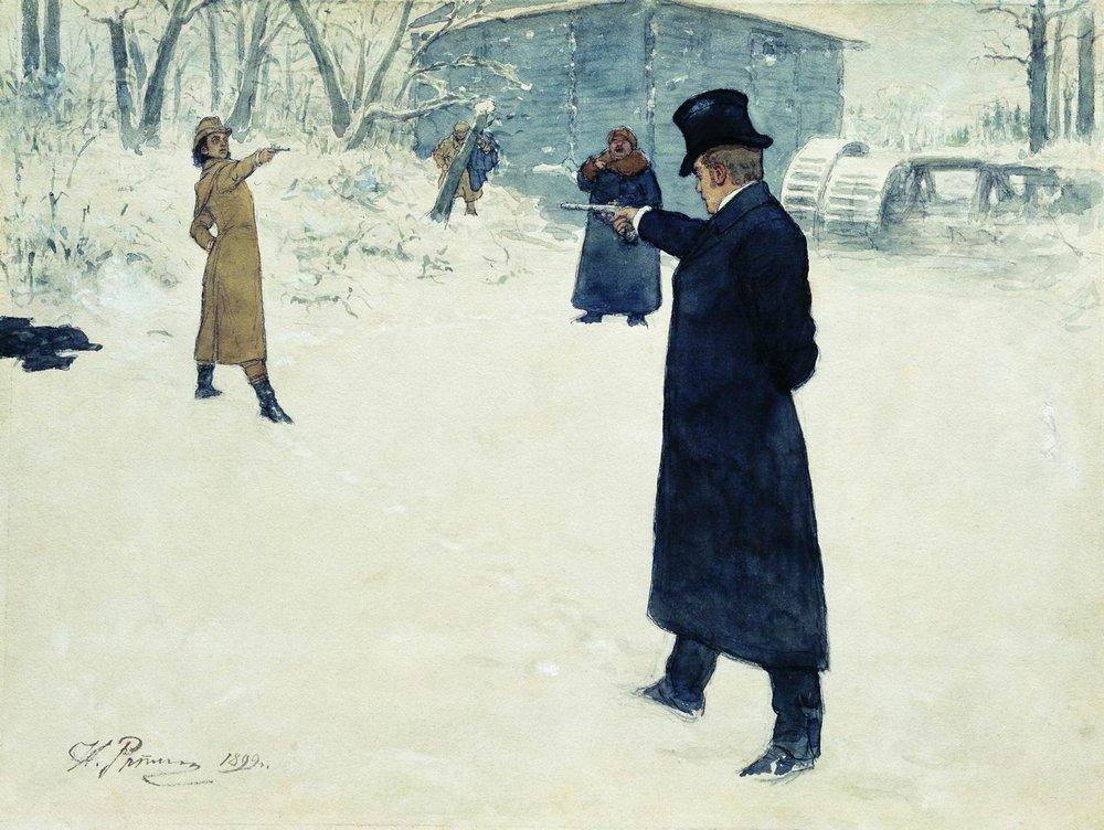 Duel between Onegin and Lenski - Ilya Repin