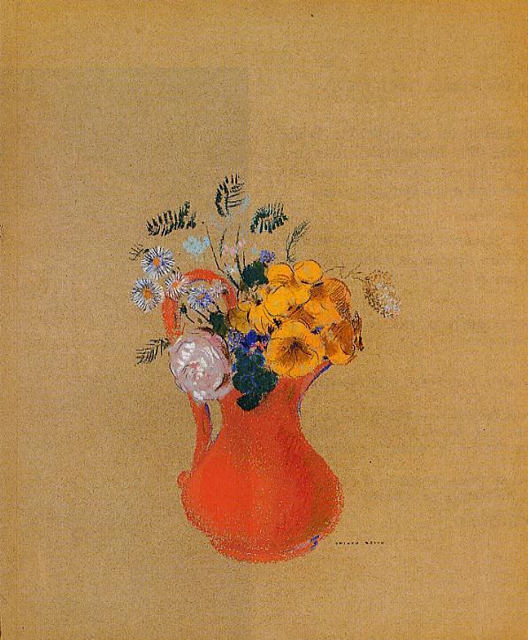 Flowers in a Red Pitcher - Odilon Redon