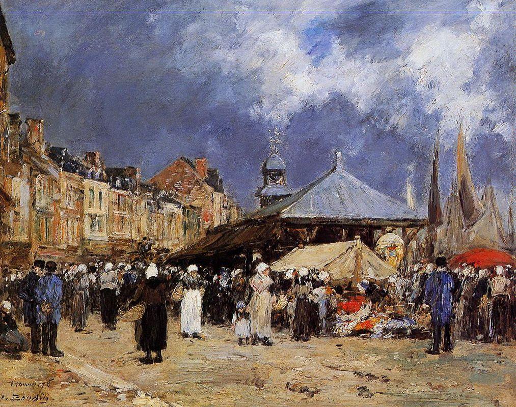 Market at Trouville - Eugene Boudin