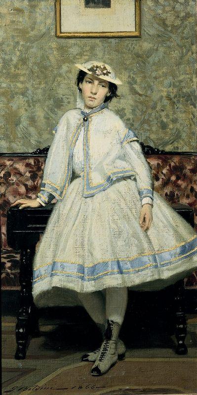 Portrait of Alaide Banti in White Dress - Giovanni Boldini