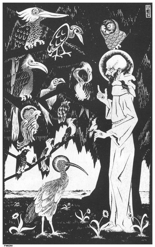 St. Francis preaching to the Birds - M.C. Escher