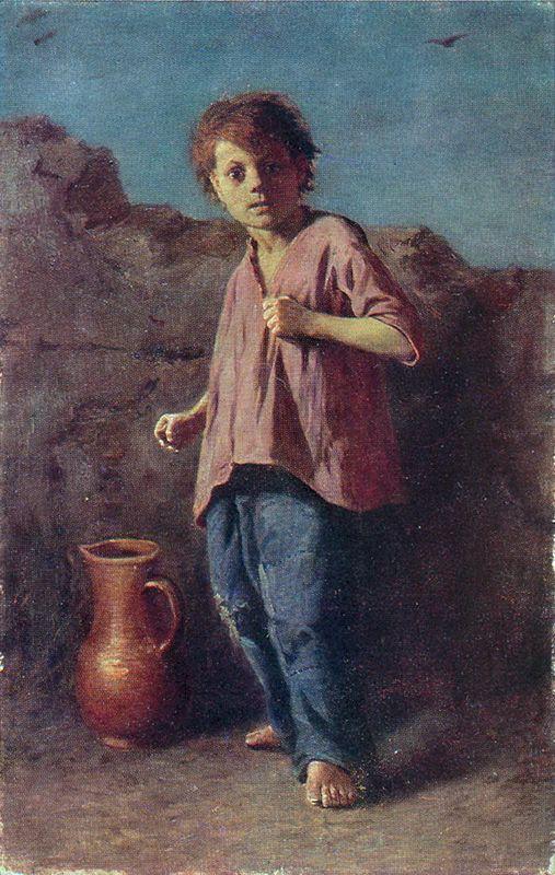 The boy, preparing for a fight - Vasily Perov